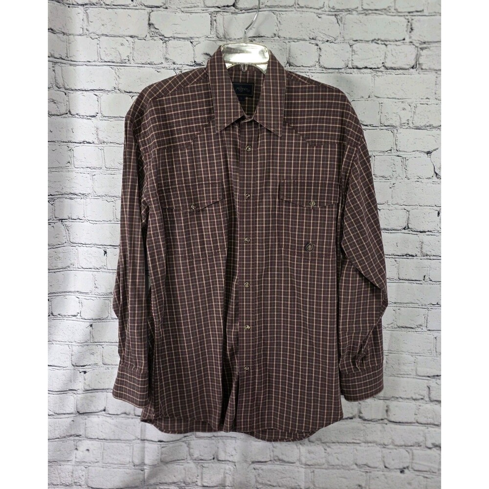Vintage Roper Men's Sz Large Western Long Sleeve Plaid Button Up Shirt